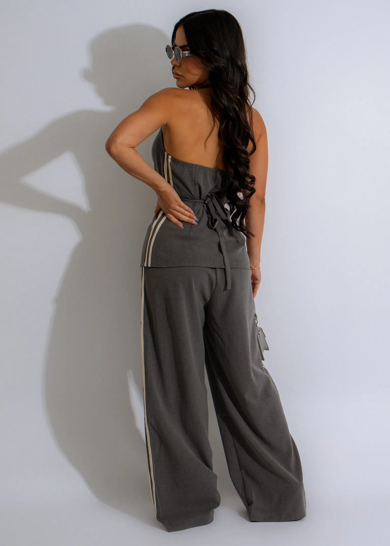 Professional Chic Pant Set Grey