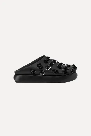 SGSeoul Mules - Black 3D Flowers