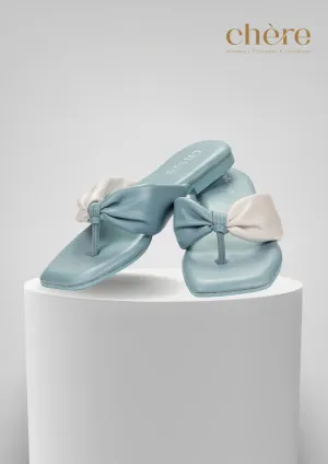 Sky Blue Hip Dual Tone Strap Flats for Women