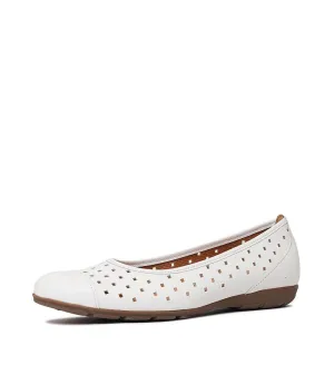 Skylar White Leather Ballet Flats