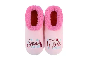 Snow Is  Falling Wine Is Calling - Women's Snoozies Slippers