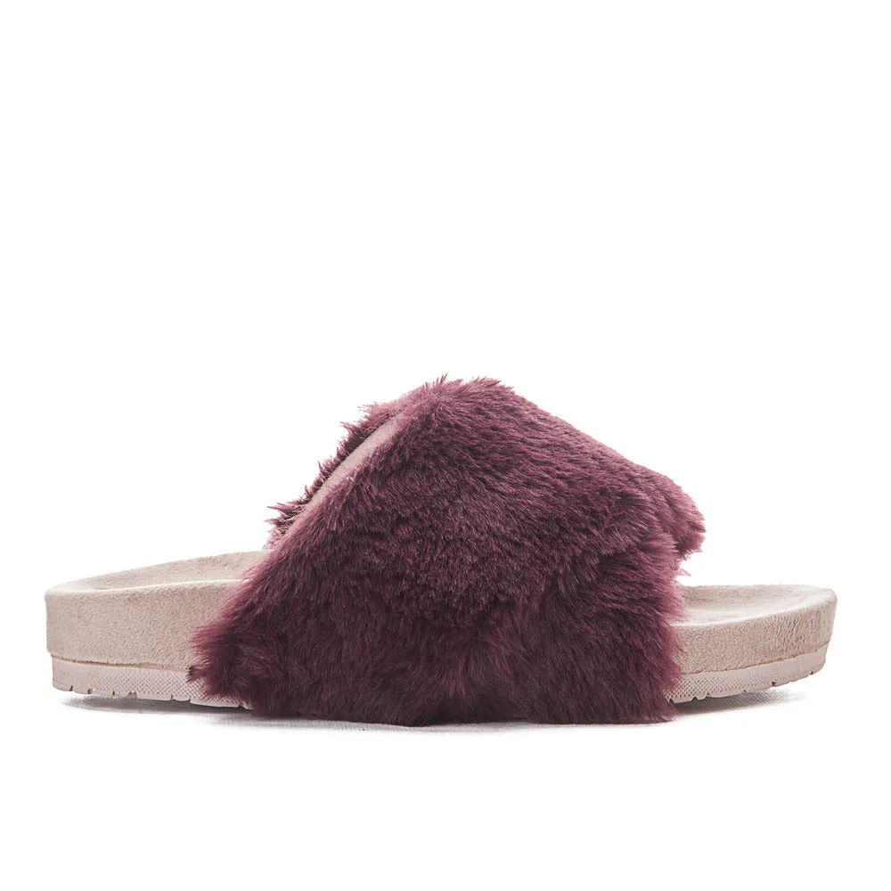 Snuggs Fuzzy crossover Slipper Dark Red