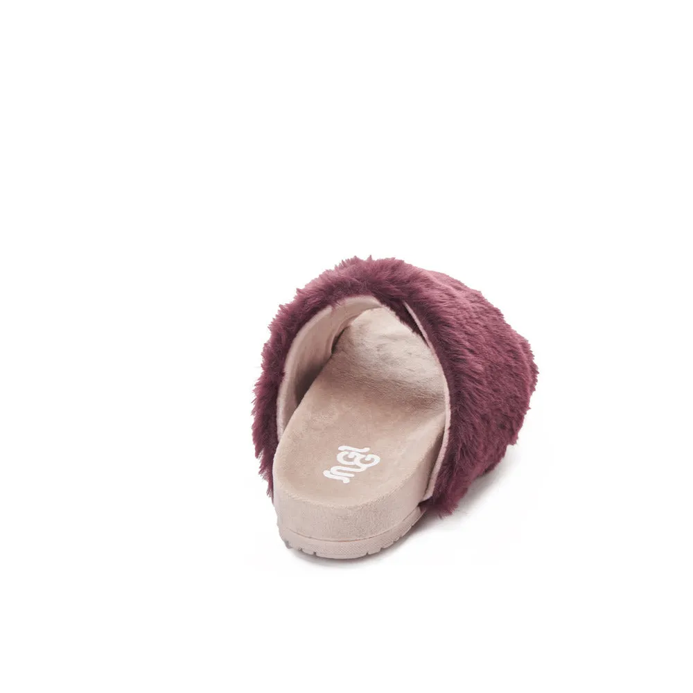 Snuggs Fuzzy crossover Slipper Dark Red