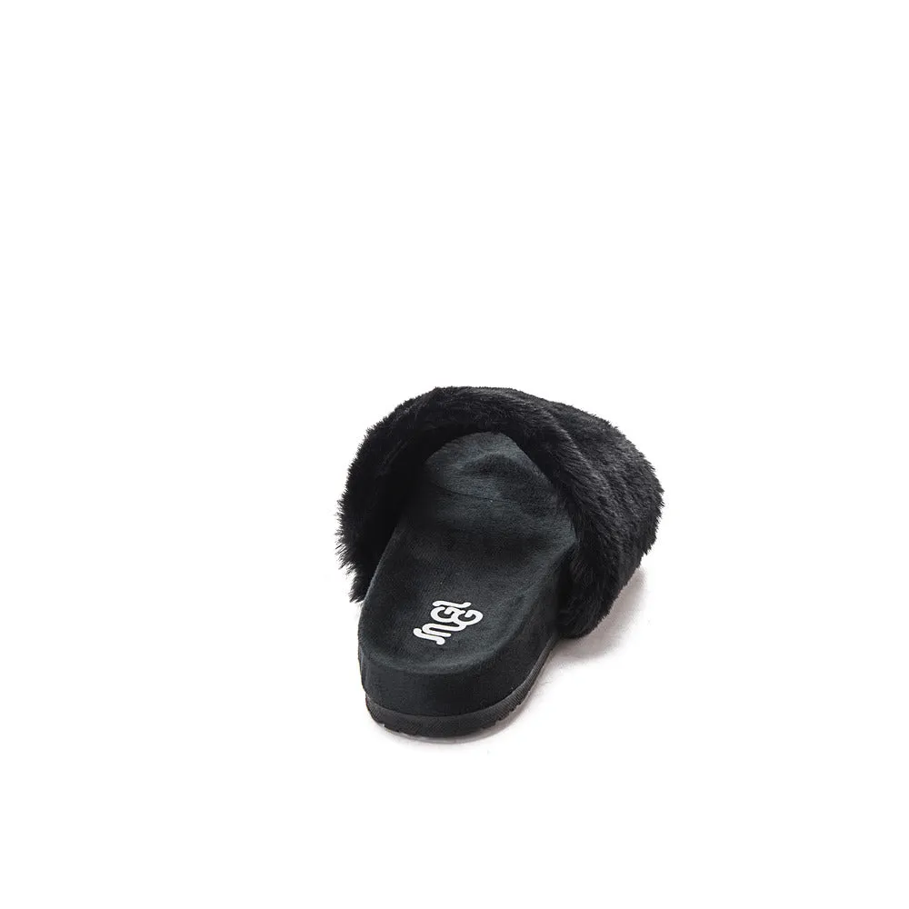 Snuggs Fuzzy Slipper Black