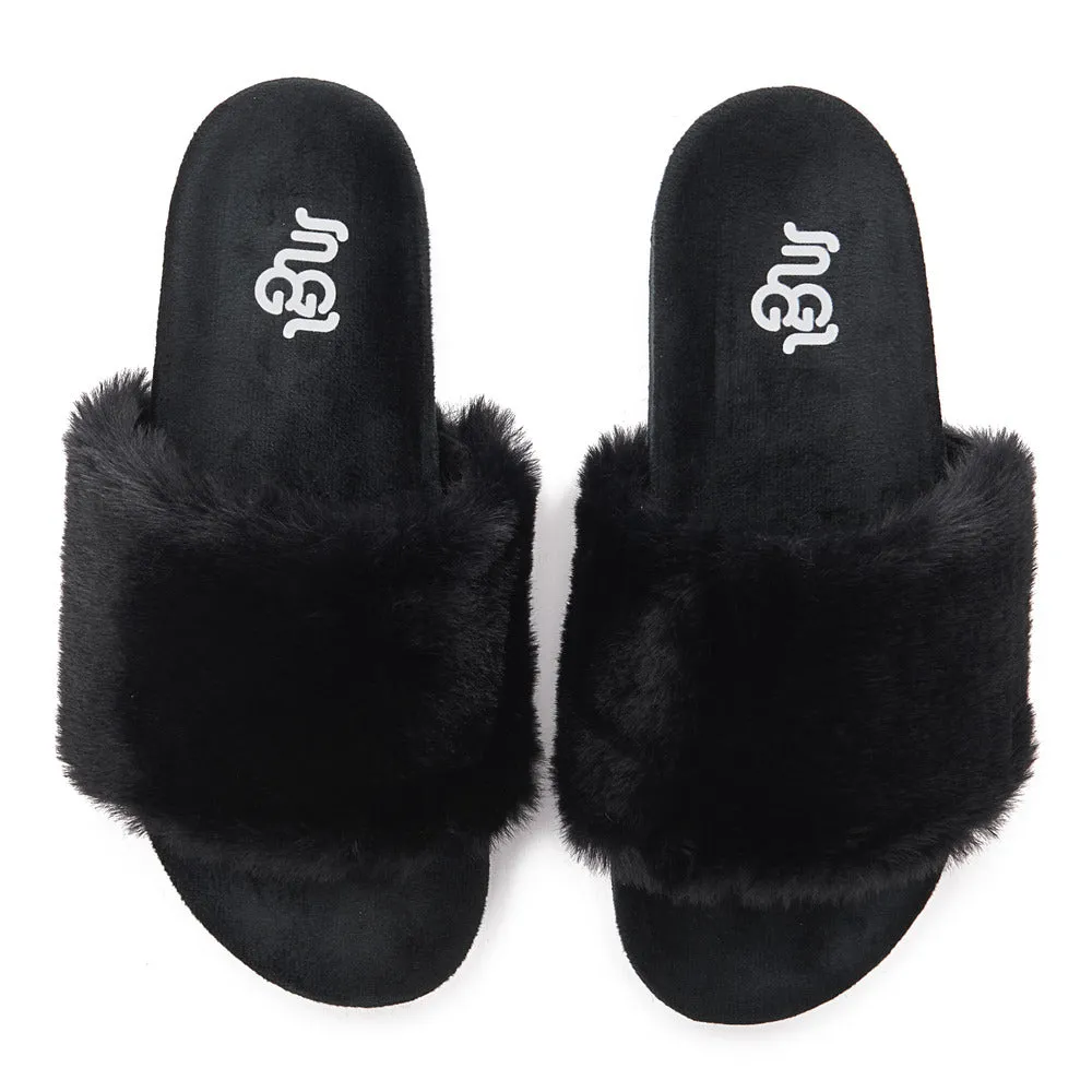 Snuggs Fuzzy Slipper Black