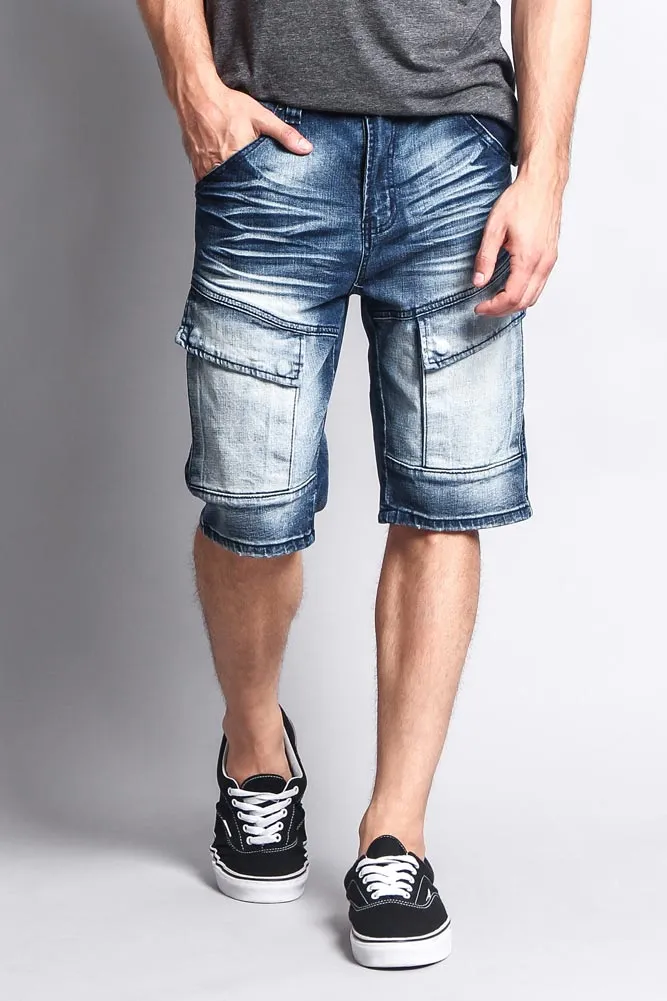 Special Wash Front Cargo Pocket Denim Shorts