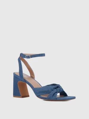 Square Toe Denim Heel