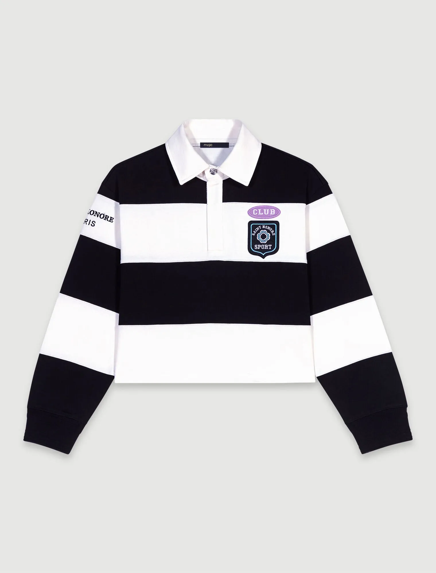 Striped and embroidered polo shirt