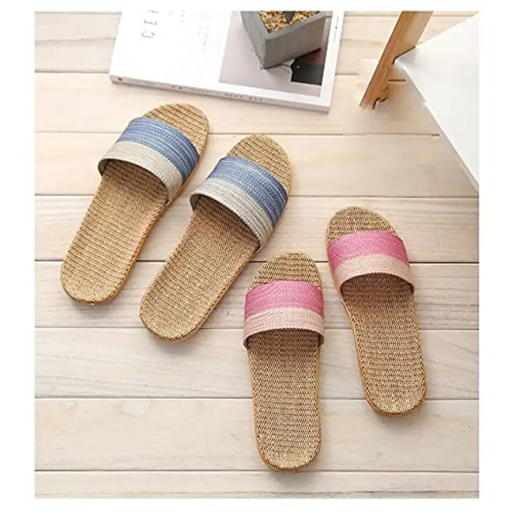 Stylish Pink Jute Slippers For Women