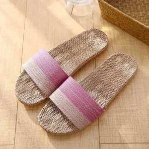 Stylish Pink Jute Slippers For Women