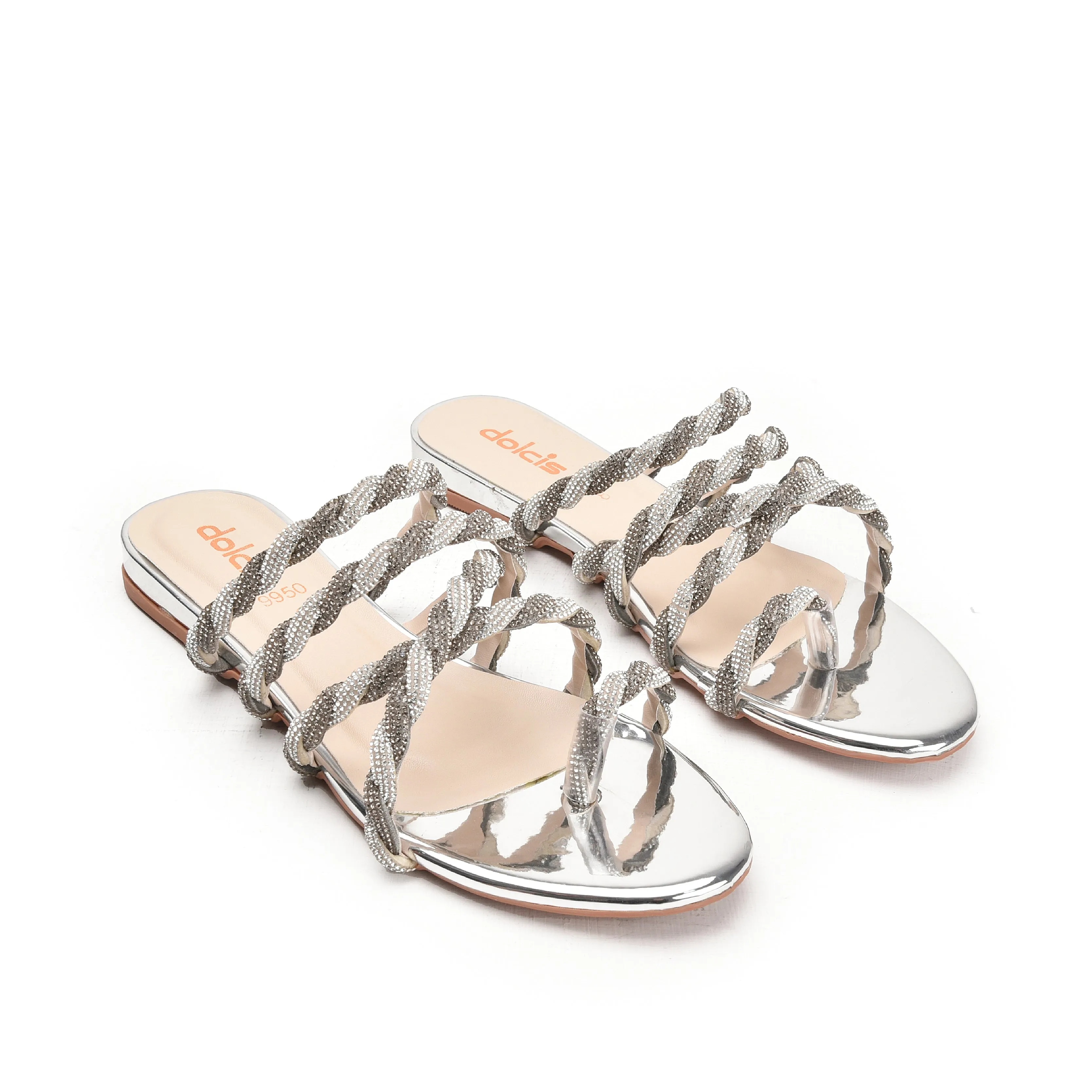 Stylish Silver Strappy Slippers | 774R-S