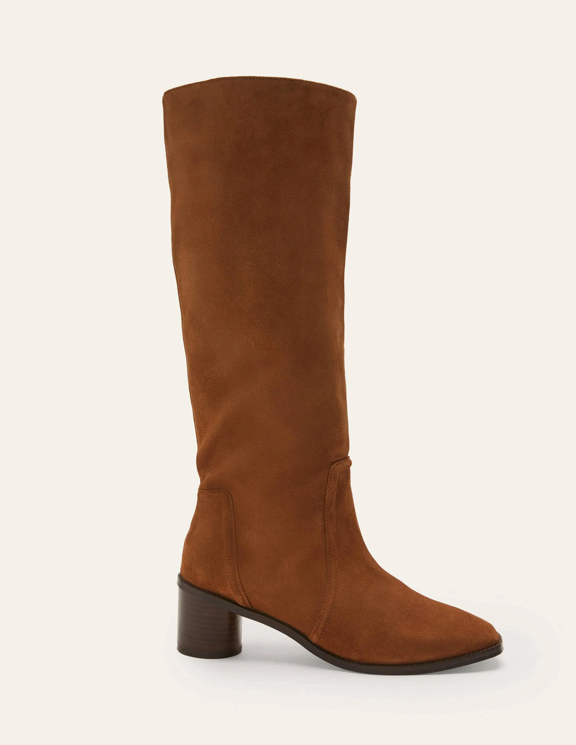 Suede Knee High Boots-Tobacco