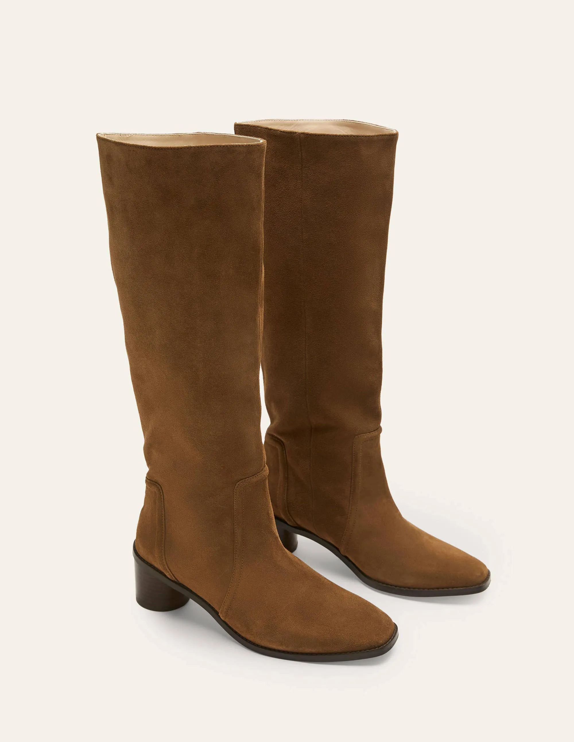 Suede Knee High Boots-Tobacco