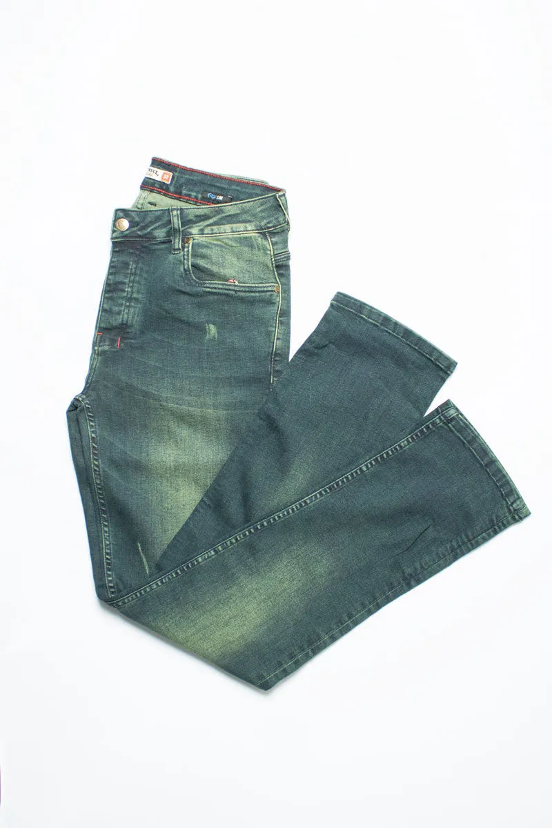 Swirl Slim Fit Denim Green Sludge Jean