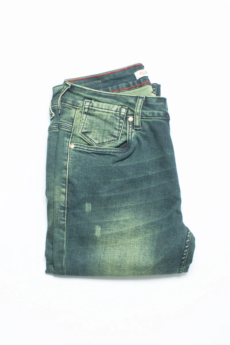 Swirl Slim Fit Denim Green Sludge Jean