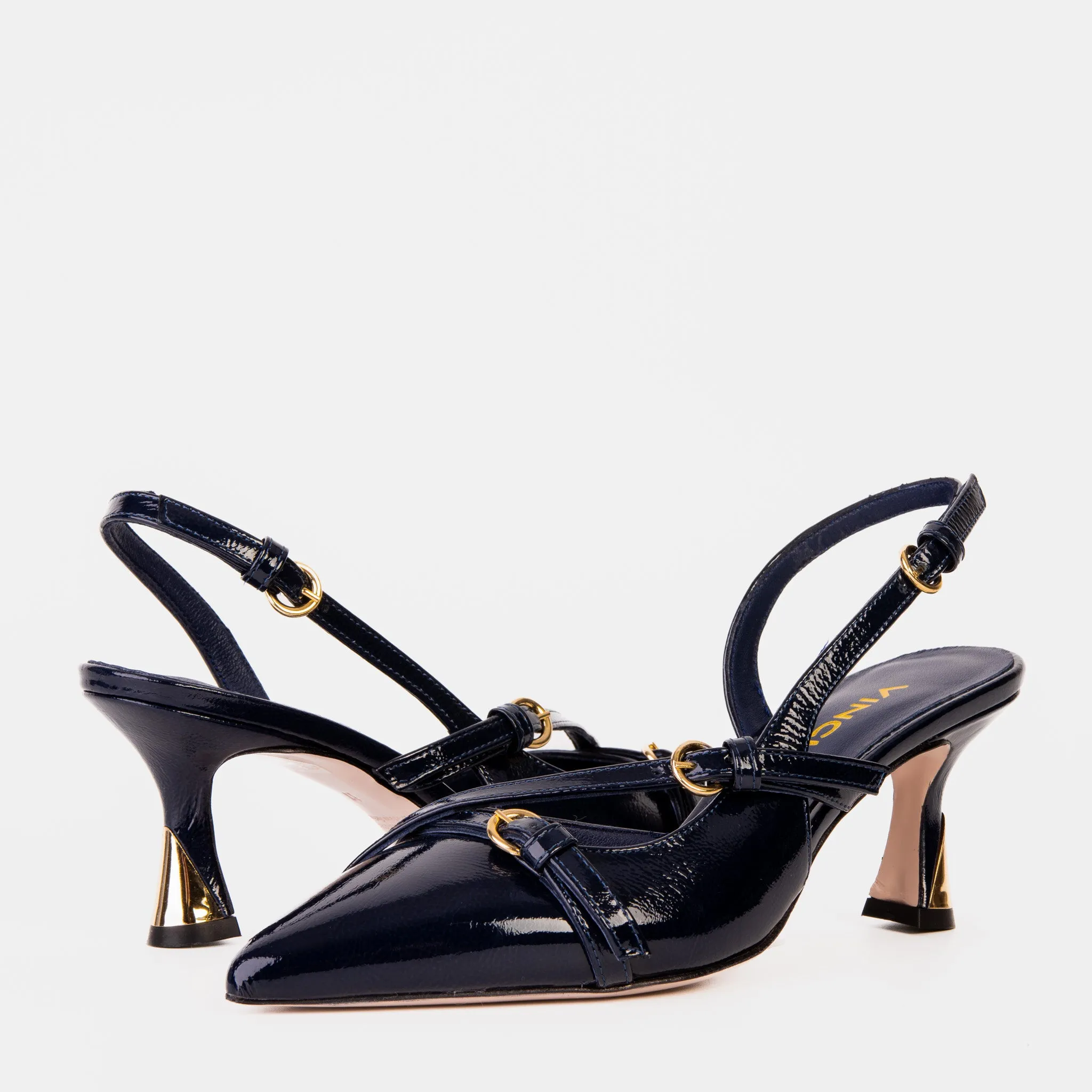 The Atlantic Navy Blue Leather Slingback Women Sandal