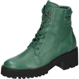 Waldlaufer 771804 199 229 H-Nira Ladies Green Leather Arch Support Zip & Lace Ankle Boots