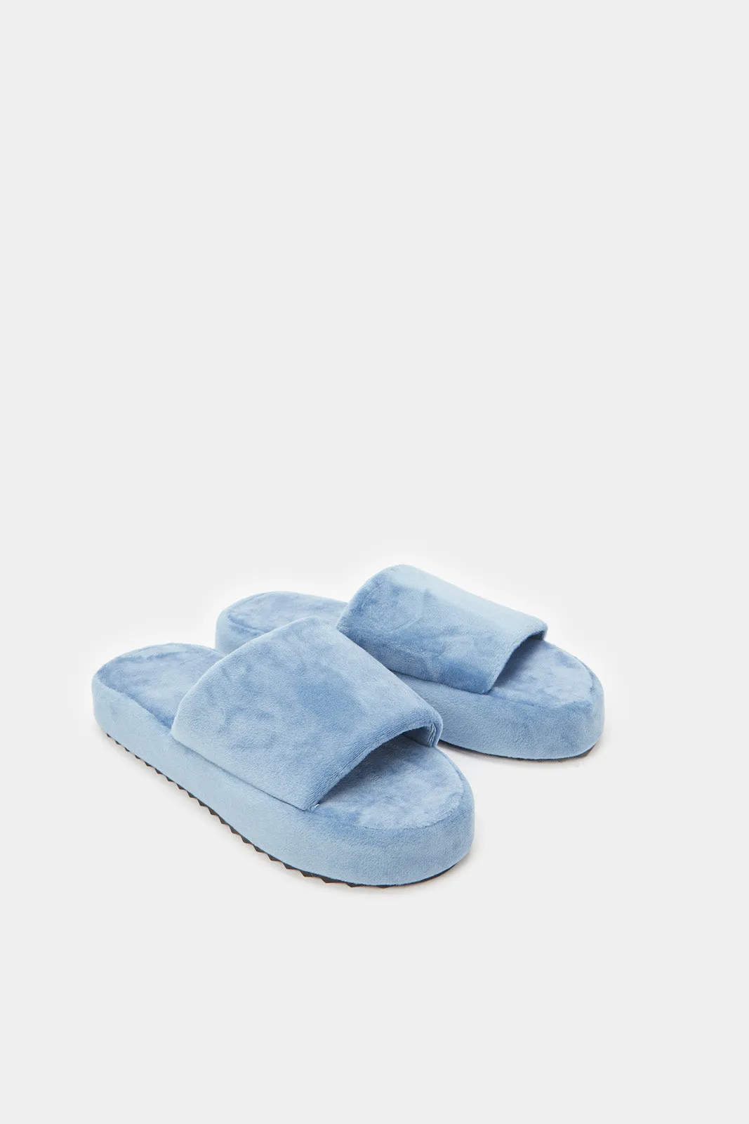 Women Blue Platform Slippers