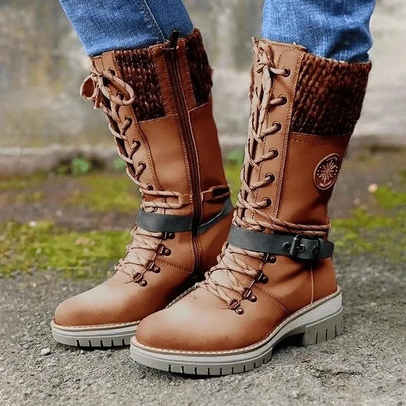 Women Boots Cold Winter Mid-calf Non Slip Rubber Sole Heat Retainer Snow Boots