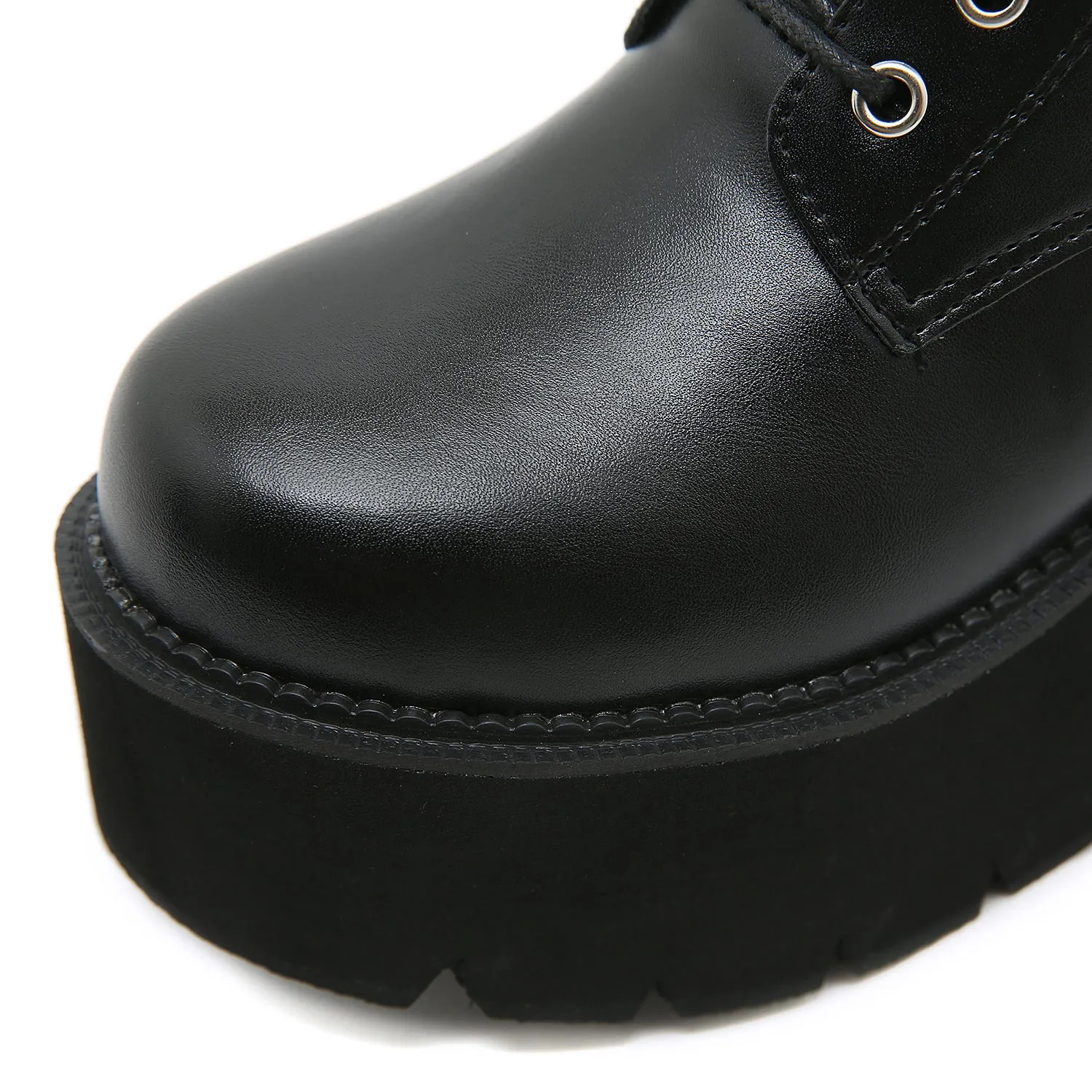 Women's Black High-Heeled Chunky Martin Boots