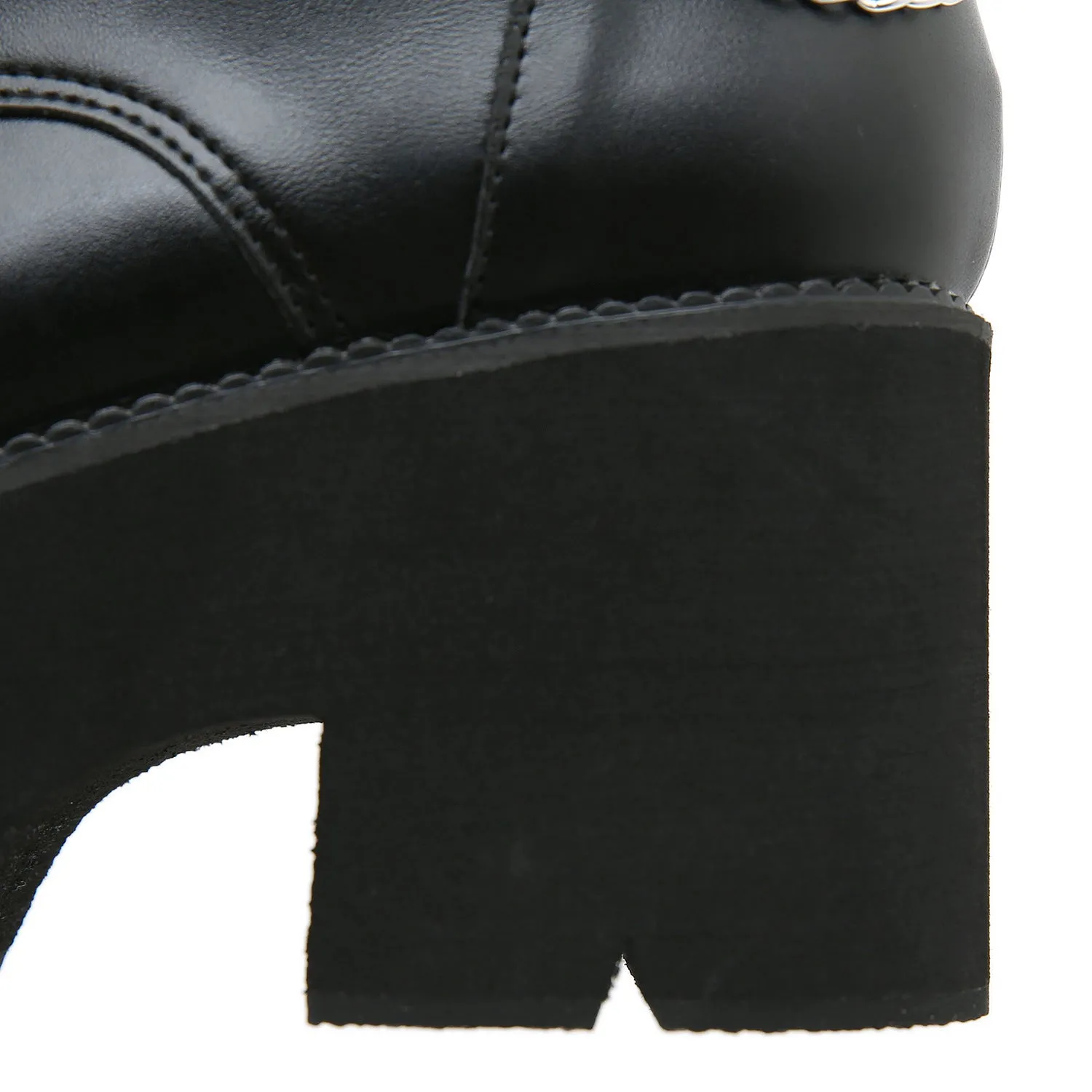 Women's Black High-Heeled Chunky Martin Boots