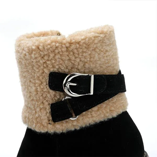 Women's Casual Buckle Decorated Block Heel Snow Boots 15050504S