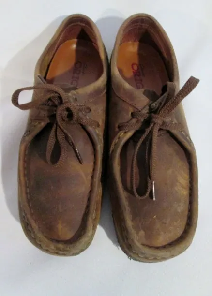 Womens CLARKS ORIGINALS WALLABEE Leather Shoes Loafers BROWN 7.5 Lace Up