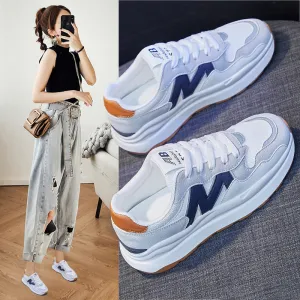 Women's Korean Style Clunky Spring Breathable Platform Height Sneakers