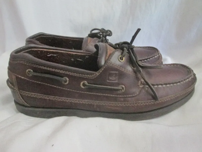 Womens SPERRY TOP-SIDER 2 eye Canoe Moc Leather Walking Shoes Boat Brown 11