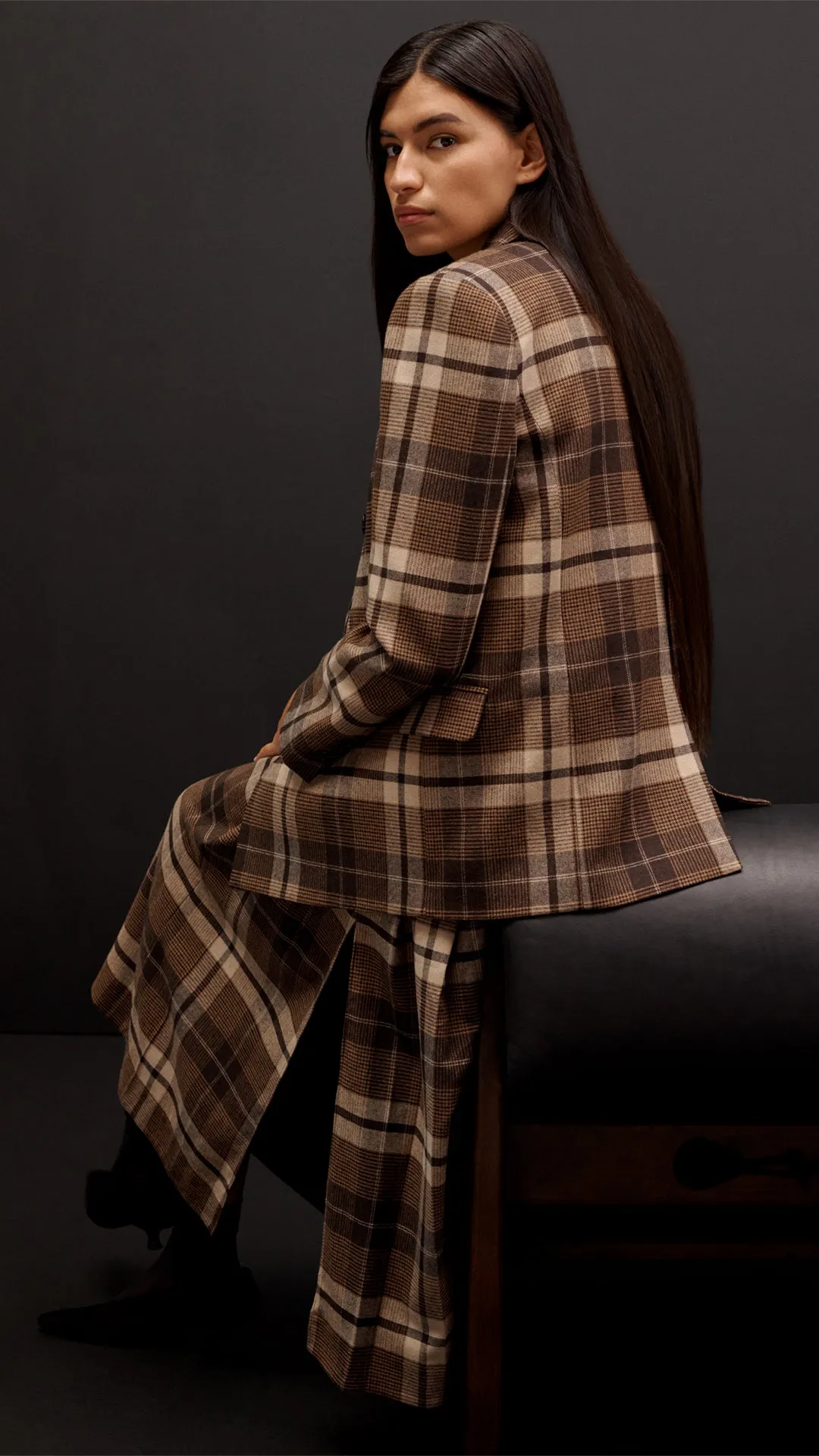 Work Skirt in Wool Plaid | Brown Plaid